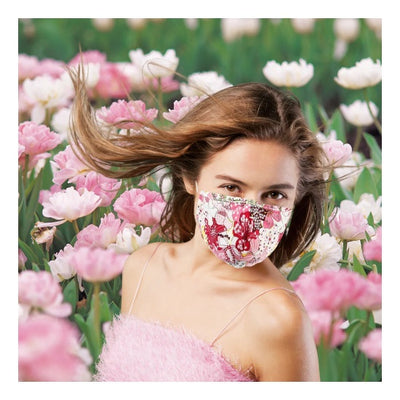 Premium Face Mask Set: Pink Exotic Flower, Adult