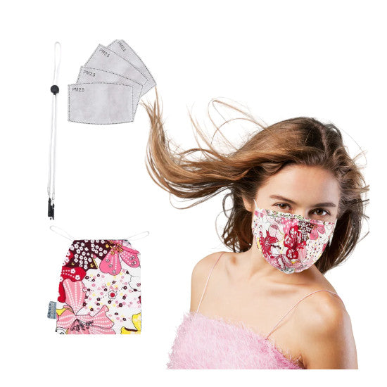 Premium Face Mask Set: Pink Exotic Flower, Adult
