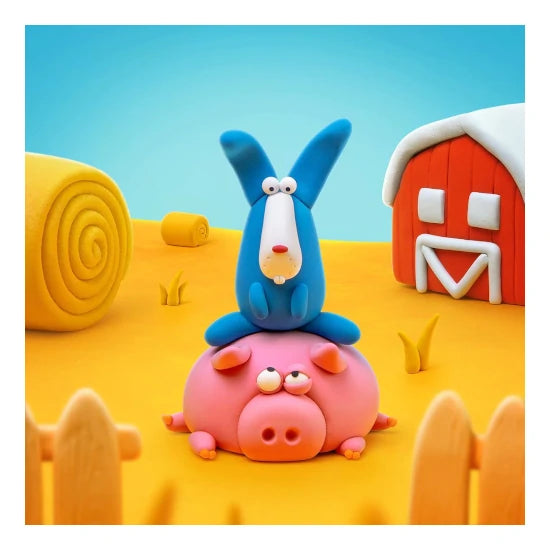 Hey Clay-Animals, (Piggy, Horse, Rabbit) 6 Cans