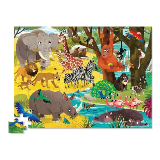 Croc Creek Round Box Puzzle,: Wild Safari, 72pcs