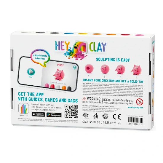 Hey Clay-Animals, (Piggy, Horse, Rabbit) 6 Cans
