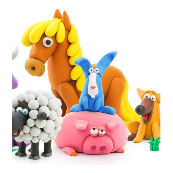 Hey Clay-Animals, (Piggy, Horse, Rabbit) 6 Cans
