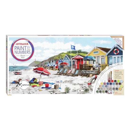 Art Maker, Paint by Numbers Canvas: Beach Huts