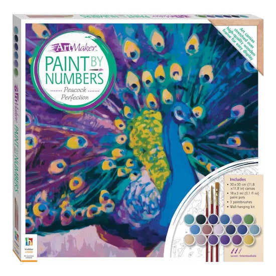 Art Maker, Paint by Numbers Canvas: Peacock Perfection
