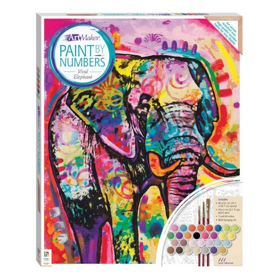 Art Maker, Paint by Numbers Canvas: Vivid Elephant