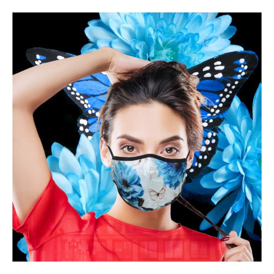 Premium Face Mask Set: Blue Butterfly, Adult