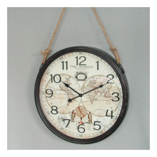 Hanging World Map Clock. 45cm