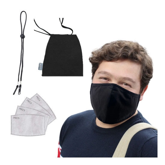 Premium Face Mask Set: Black, Adult Large
