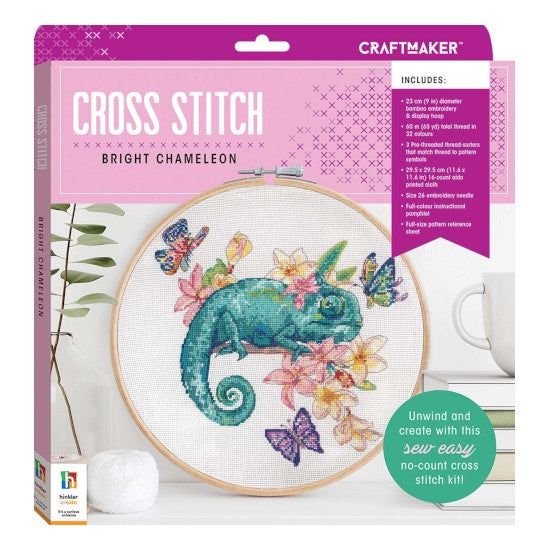 Craft Maker Cross-stitch Kit: Bright Chameleon