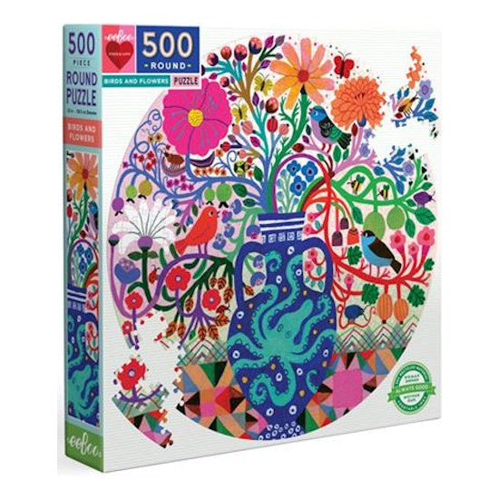 eeBoo: 500pce Puzzle, Birds & Flowers