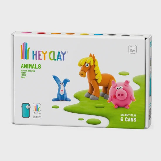 Hey Clay-Animals, (Piggy, Horse, Rabbit) 6 Cans